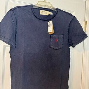 Ralph Lauren Men's Navy Tee with Red Logo